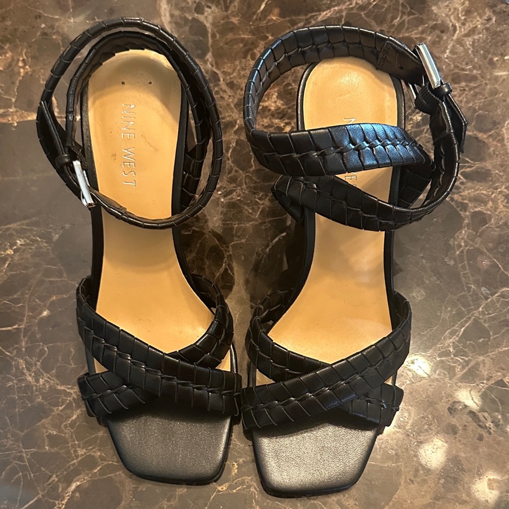 Nine West Black Strappy Heels
